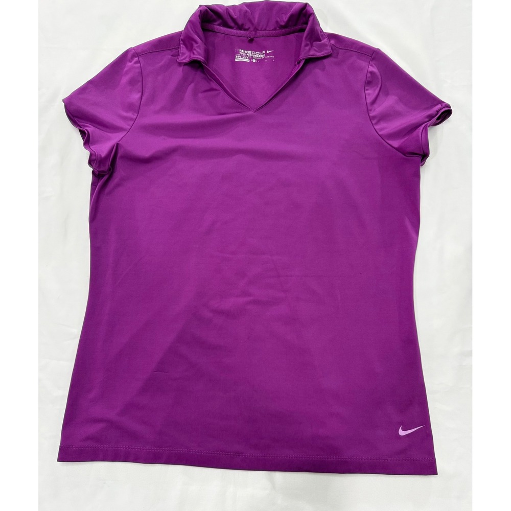 Nike Golf Tour Performance Dri-FIT Purple V-Neck Polo Shirt Womens Large 640330